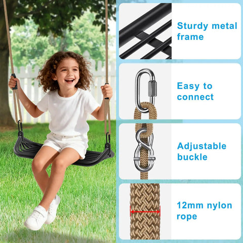 Heavy Duty Swing Set Kit With Reinforced A Frame, Two Seats And Four Hangers, DIY Playground Hardware For Backyard Fun, Kid Friendly And Built To Last For Family Swing Time