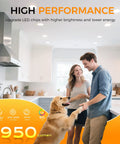 Couple in kitchen lit by Six Inch LED Recessed Light Canless Wafer Kit With 3000K 4000K 5000K Three Color Temperature Options, Dimmable 15W, CRI 90 Plus, Ultra Thin, Damp Location, White, 12 Pack