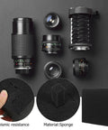 Black Foam Liner Packing Inserts For Protection And Impact Resistance with camera equipment and close-up of grid design