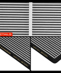 Close-up of Volvo Activated Carbon Cabin Air Filter for XC90 XC70 S60 S80 V70 C70, under glove box, with airflow direction markings