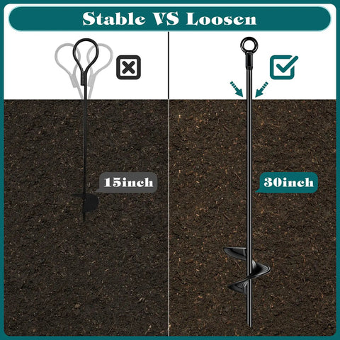 Comparison of 15-inch vs. Six Pack 30 Inch Auger Earth Shed Anchor Kit With Spiral Blade Heavy Duty Wind Stakes