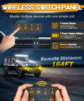 Wireless 4 Gang Switch Panel for Offroad LED Lights and Accessories Universal 12V Relay System with 164FT remote distance.