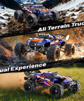 All Terrain 1 To 14 Scale RC Truck With 4WD For Off Road Fun, Fast Remote Control Car on dirt, snow, and grassy terrains