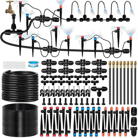 No-Fuss Drip Irrigation System For Garden With 38 Adjustable Copper Nozzles And Emitters, Automatic Outdoor Watering Kit components