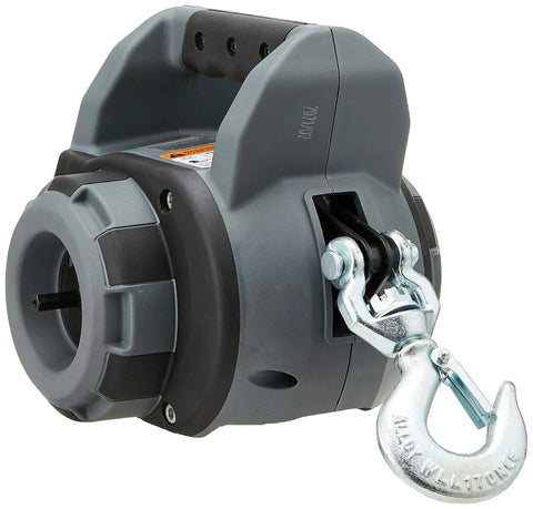 Drill Winch 750 Lb Pulling Capacity With 40 Ft Synthetic Rope Portable And Easy To Use For Light Duty Towing Vehicle Recovery And Quick Winching Tasks, gray drill winch with hook