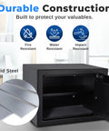 Heavy Duty Electronic Fingerprint Safe With Digital Touch Pad And Code Access, Includes Two Keys, Compact Home Office Safebox open view
