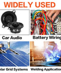 Heavy Duty 4 Gauge Car Audio Wire Kit 25ft Red And Black CCA Copper Clad Aluminum Power And Ground Cable With 20 Lugs Connectors And 20 3 To 1 Heat Shrink Tubing For Amp Install in car audio wiring