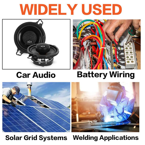 Heavy Duty 4 Gauge Car Audio Wire Kit 25ft Red And Black CCA Copper Clad Aluminum Power And Ground Cable With 20 Lugs Connectors And 20 3 To 1 Heat Shrink Tubing For Amp Install in car audio wiring