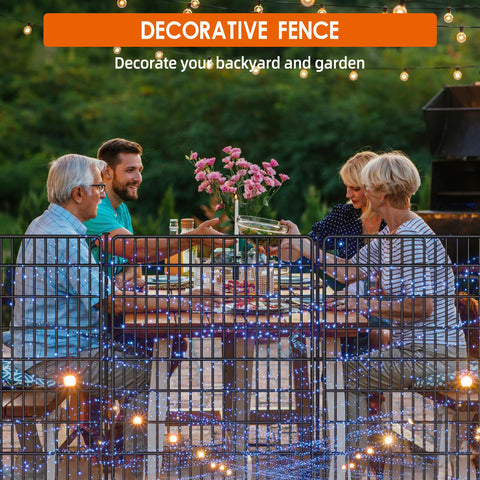 No Dig Fence With Gate, 15 Panels, 32 Inch High By 36 Feet Long Rustproof Metal Garden Edging Border For Outdoor Yard And Patio
