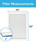 14X24X1 AC Furnace Air Filter MERV 13 MPR 2200 Elite Allergen Bacteria Virus Filter 6 Pack Pleated, dimensions 14x24 inches.