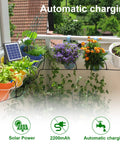Solar Drip Irrigation Kit For Auto Plant Watering, 49Ft System powers 15 potted plants on balcony with solar panel charging