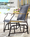 Chair from Three Piece Outdoor Glider Bistro Set With Glass Tabletop And Two Patio Rocking Chairs In Breathable Sling Fabric