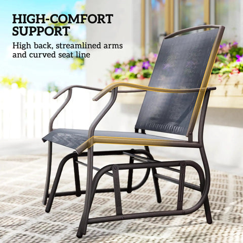 Chair from Three Piece Outdoor Glider Bistro Set With Glass Tabletop And Two Patio Rocking Chairs In Breathable Sling Fabric