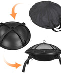 21 Inch Portable Folding Steel Fire Pit With Carrying Bag Spark Screen BBQ Grill And Log Grate For Patio Backyard Camping Bonfire