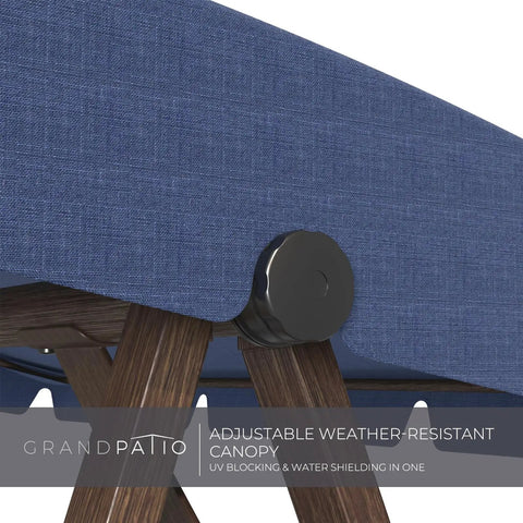 Adjustable canopy of Two Seat Patio Swing With Adjustable Tilt Canopy Outdoor Porch Swing Farmhouse Style With Removable Cushions Dark Blue
