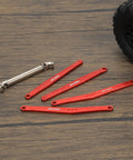 35mm Extended Wheelbase Suspension Kit With 70mm CVD Drive Shaft Upgrades For FMS FCX24 1 By 24 Crawlers - red aluminum links and shaft