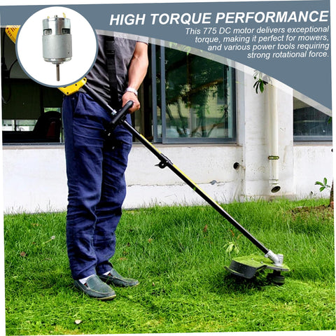 Man using Heavy Duty 775 DC Electric Motor 21V High Torque Wear Resistant Shaft for lawn mowing.