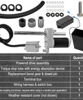 Electric Powered Trailer Jack Kit 12,000 Lbs 12V Heavy Duty Single Speed Tongue Jack With Control Switch components displayed