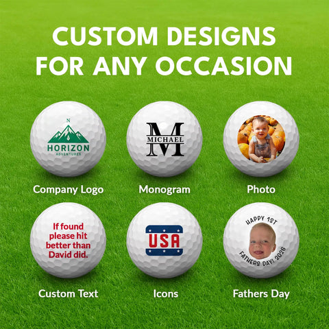Custom designs on personalized golf balls with faces for men dad husband grandfather and father in laws upload your photo or logo.