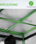 Beefy 2 Piece Grow Tent Support Poles 48x48 Inches hanging bars in green for 4x4 grow tent, shown installed inside frame.