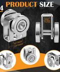 Four Pack Light Duty Two Wheel Trolley Assembly for 1-5/8 Inch Strut Channel, Zinc Plated Bearings, M6 Mount, 1000 lb Capacity