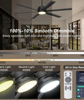 60 Inch Outdoor Ceiling Fan With Lights No Fuss Remote And App Control Dimmable Black Ceiling Fan With DC Motor And Aluminum Blades For Patio And Living Room Rust Resistant Weatherproof Modern Sleek Design