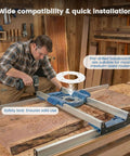 Woodworker setting up a Pro Grade Slab Flattening Router Sled For Woodworking, Easy Setup Slab Jig That Fits Most Routers