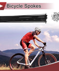 Cyclist with 36 Pack 14G Bicycle Spokes 238mm Black Carbon Steel For Wheel Building Rim Replacement And Bike Maintenance