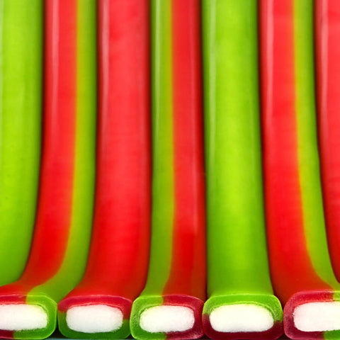 Watermelon Berry Collision Ropes Candy Soft And Chewy 9 Oz Bag With Tart Filling For A Go To Flavor Packed Snack, red and green ropes