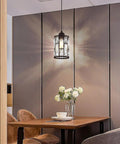 Dining room with Three Pack Crystal Shade Pendant Lights for Kitchen Island Chrome Finish 4.75 Inch Hanging Fixture