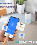 Smartphone controlling Air Purifier For Home Large Room With HEPA Filter Sleep Mode AHAM Verifide Certified Smart WiFi Control