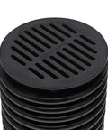 Grate Cover for Round 6 Inch Speed-D Catch Basin, black plastic with slotted top, designed to fit 6 inch drain pipes and fittings.