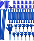 Cheering Noisemakers Set With 12 Mini Air Horns, 12 Hand Clappers, And 24 Thunder Sticks Blue For Birthdays, Sports Events, And Celebrations