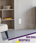 Duplex Tamper Resistant Receptacle Outlet 15A 125V 2 Pole 3 Wire Self Grounding UL Listed White in living room wall