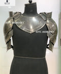 Medieval Pauldrons With Gorget Armor Kit for Knight LARP SCA Reenactment Halloween Cosplay Costume on mannequin