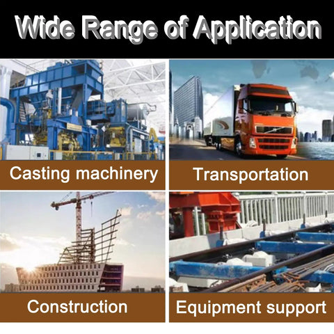 Wide range of application for Heavy Duty Hydraulic Toe Jack 15 Ton Low Profile Floor Jack shown in casting, transportation, construction, and equipment support.