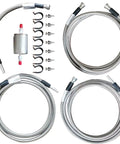 Straight Shot Stainless Steel Braided Fuel Line Quick Fix Kit For 1999 To 2003 Chevy Silverado GMC Sierra V8 with hoses and filter.