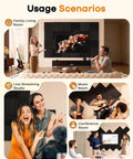 No Sweat Peel And Stick Acoustic Foam Panels 48 Pack Self Adhesive Sound Proofing Wedges One Inch Thick Triangle Wall Tiles in a living room and studio setup.