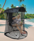 63 Inch Mosquito Net Cover For Canopy Chair With Zipper Opening, 35 By 32 Inches Waterproof Roof, set up on beach, chair not included