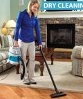 Woman using 1.5 Gallon 2.0 Peak HP All Around EZ Wet Dry Vacuum 3 In 1 Portable Compact Shop Vacuum in living room