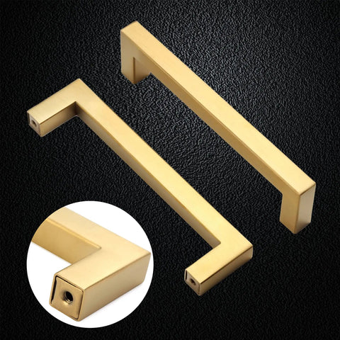 Straight Up Top Shelf Gold Square Cabinet Pulls And Stainless Steel Drawer Handles For Kitchens, No Hassle 96mm Hole Spacing Smooth Operation, Fresh 10 Pack Bold Upgrade
