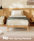 Built Different Twin Xl Wood Bed Frame With Solid Rubberwood Platform Base showcasing mattress, no box spring needed.