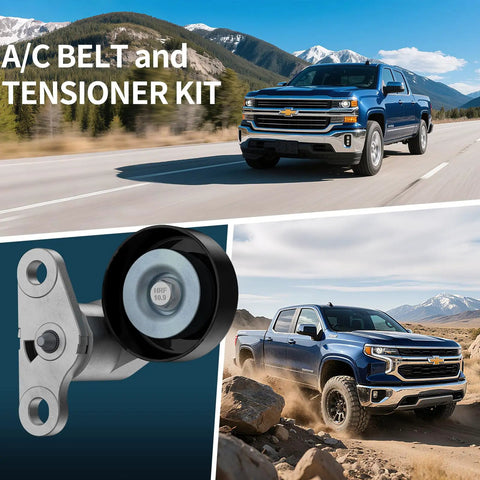 AC Belt And Tensioner Kit For GM Trucks And SUVs Fits Yukon Tahoe Silverado Sierra Avalanche Express 1500 1999-2008 detail