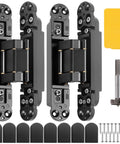 Heavy Duty Concealed Door Hinges 7 Inch Black Set Of 2 Hidden Hinges For Doors With 3 Way Adjustable And 180 Degree Swing