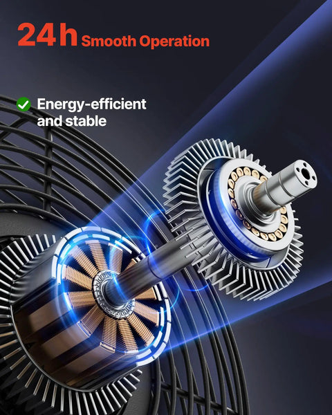Close-up of motor from 20 Inch Wall Mounted Attic Exhaust Fan With Variable Speed Controller, 3000 CFM, Automatic Shutter