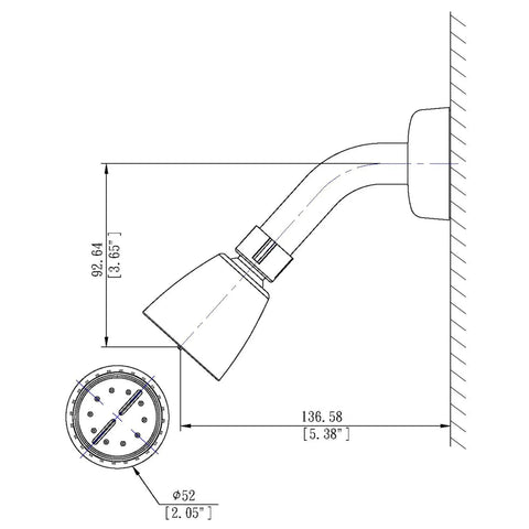 Diagram of Two Handle Non Metallic 8 Inch Tub And Shower Diverter Kit For Mobile Homes With Chrome Shower Head Arm And Flange