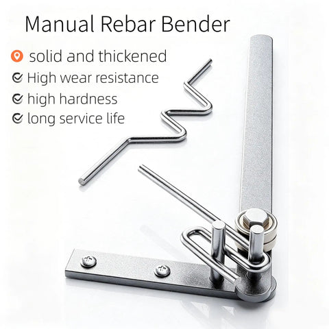 Compact Manual Rebar Bender And Wire Bending Jig For Garages Desktop Tubing Forming Tool showing solid steel construction and bending mechanism.