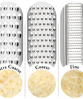Three Piece Grater And Zester Set With Fine Coarse And Extra Coarse Holes Stainless Steel Dishwasher Safe