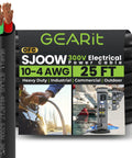 Coiled 25 Foot 10 By 4 SJOOW Portable Cord 10 AWG 4 Conductor Flexible Electrical Cable with use images on label.