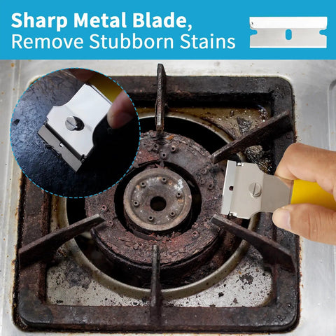 Razor Blade Scraper Kit With Four Scrapers And Forty Replacement Blades Metal And Plastic For Glass Caulk Adhesive